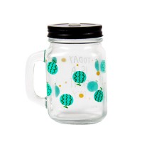 16oz 480ml square mug drinking glass mason jar with handle and lid