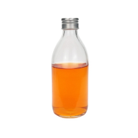 Hot sale 10oz 300ml round clear glass juice beverage bottle with sealed lid