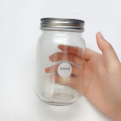 440ml recyclable clear cylinder shape mason jar for candy with screw cap