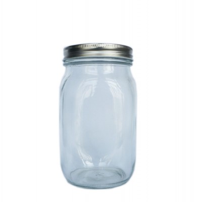 1000ml 1 liter 34oz open mouth plain square storage food promotion mason glass jar with one pieces lid