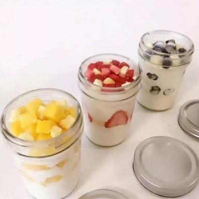 Bulk wide mouth glass ice cream jar 8oz mason jar short for mousse cake