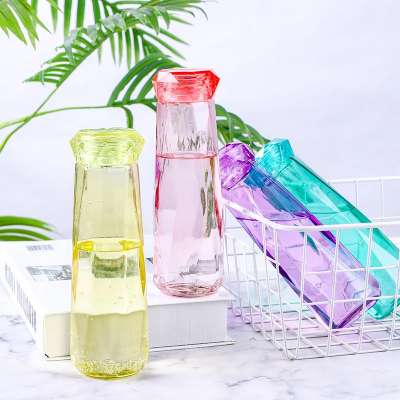 European starry sky diamond glass water cup  creative glass  bottle  with transparent diamond effect lid